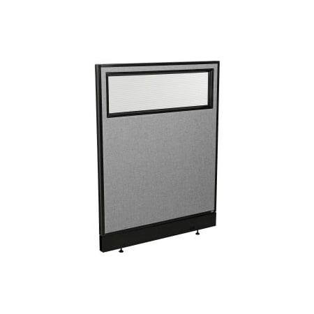 Interion    Office Partition Panel With Partial Window   Raceway, 36-1/4W X 46H, Gray